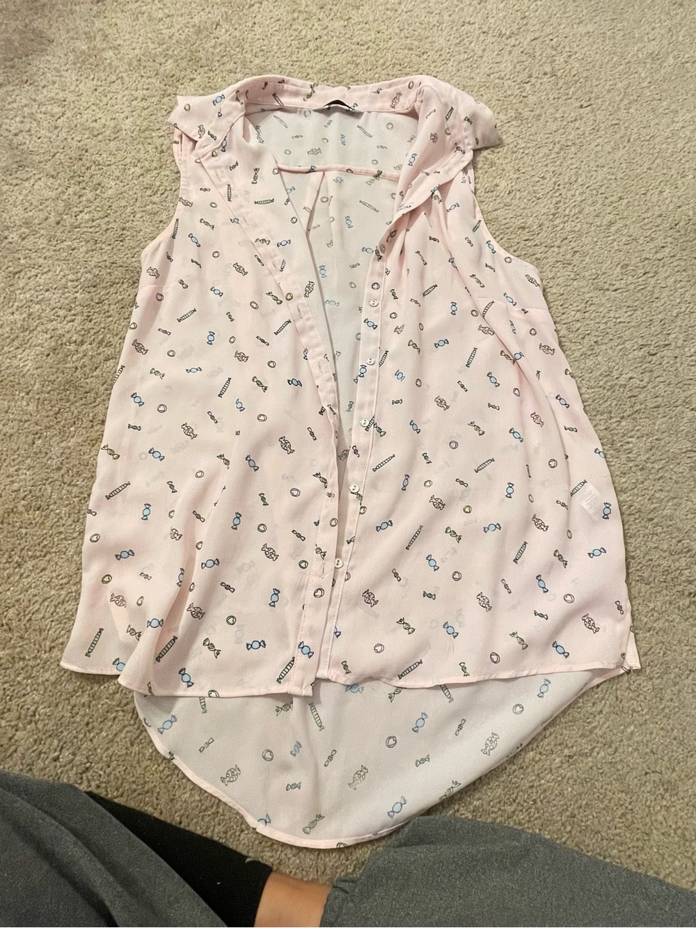 George Sleeveless Light Pink Button-Down Blouse